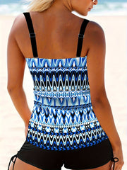 Women's Plus Boho Tankini Set Square Neck Cami Top & Lace