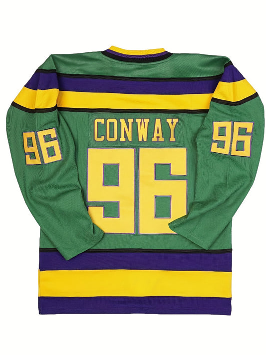 Men's Green Retro Classic Ice Hockey Jersey 96 - Embroidered Stitched Sweats