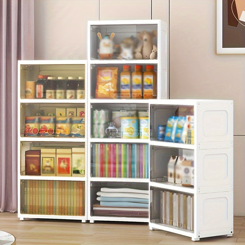 1pc Stackable Storage Cabinet with Lids Plastic Boxes Home Decor