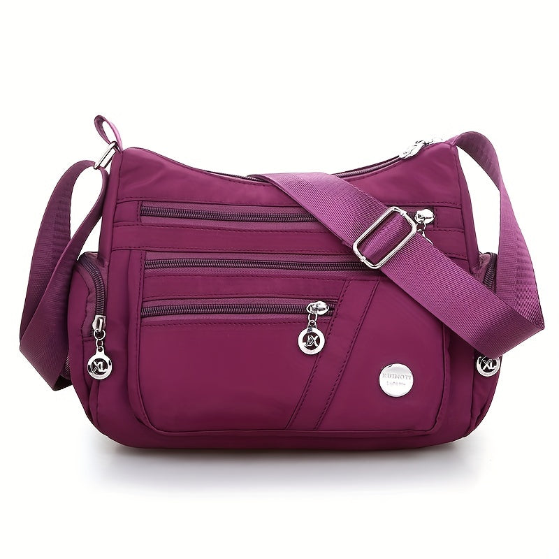 Large Capacity Zipper Shoulder Bag Waterproof Solid Casual Crossbody Bag