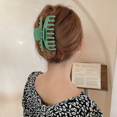 4pcs Solid Hair Claw Grip & 10pcs Elastic Hair Tie Hair Styling Accessory