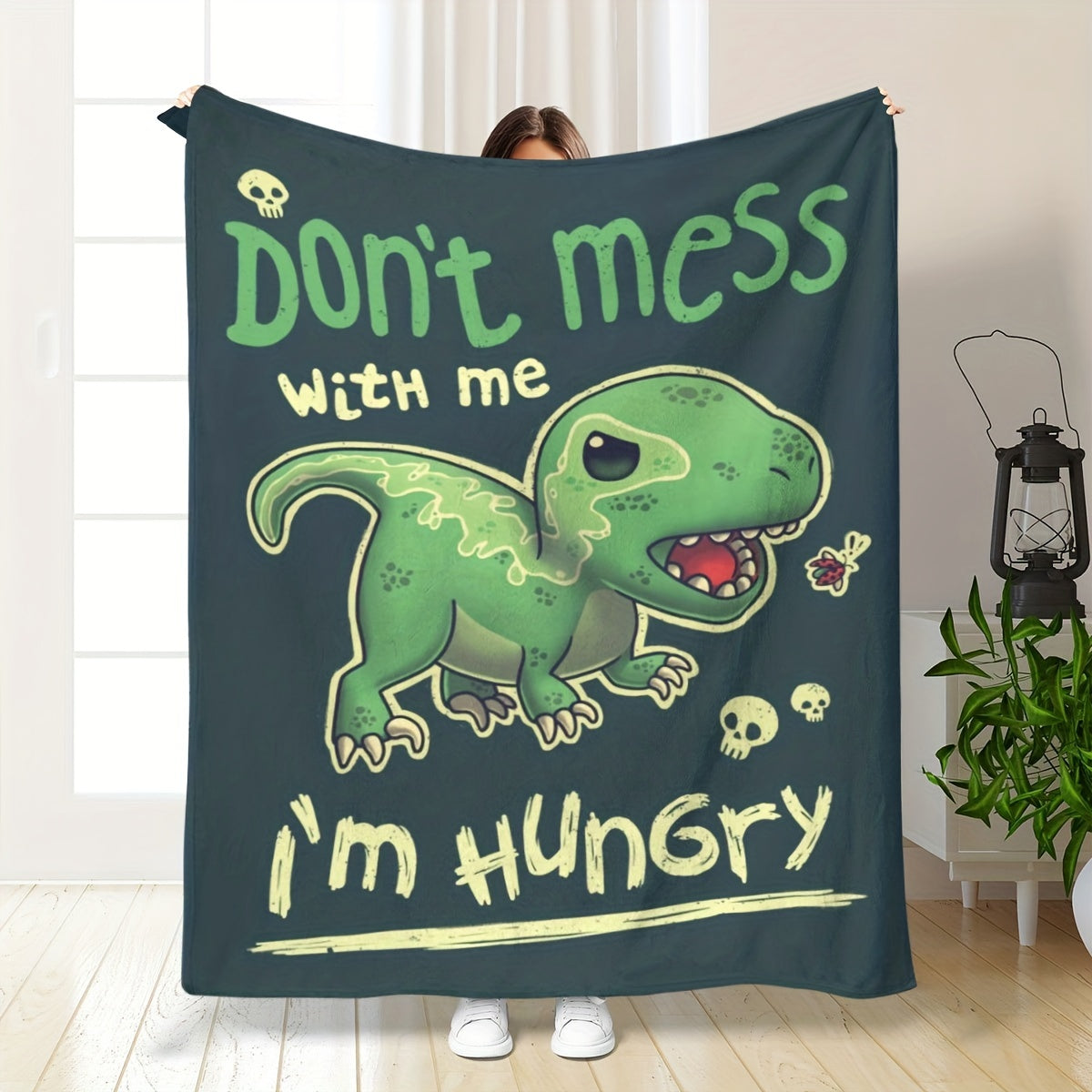 Angry Little Dinosaur Flannel Blanket Winter Warm Soft Blanket