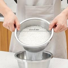 Stainless Steel Double Layer Colander Basket Set - Large Capacity, Reusable