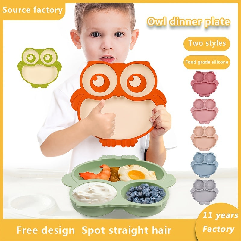 Silicone Children's Dinner Plate Owl Dinner Plate Food Supplement Tableware