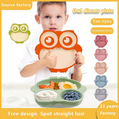 Silicone Children's Dinner Plate Owl Dinner Plate Food Supplement Tableware