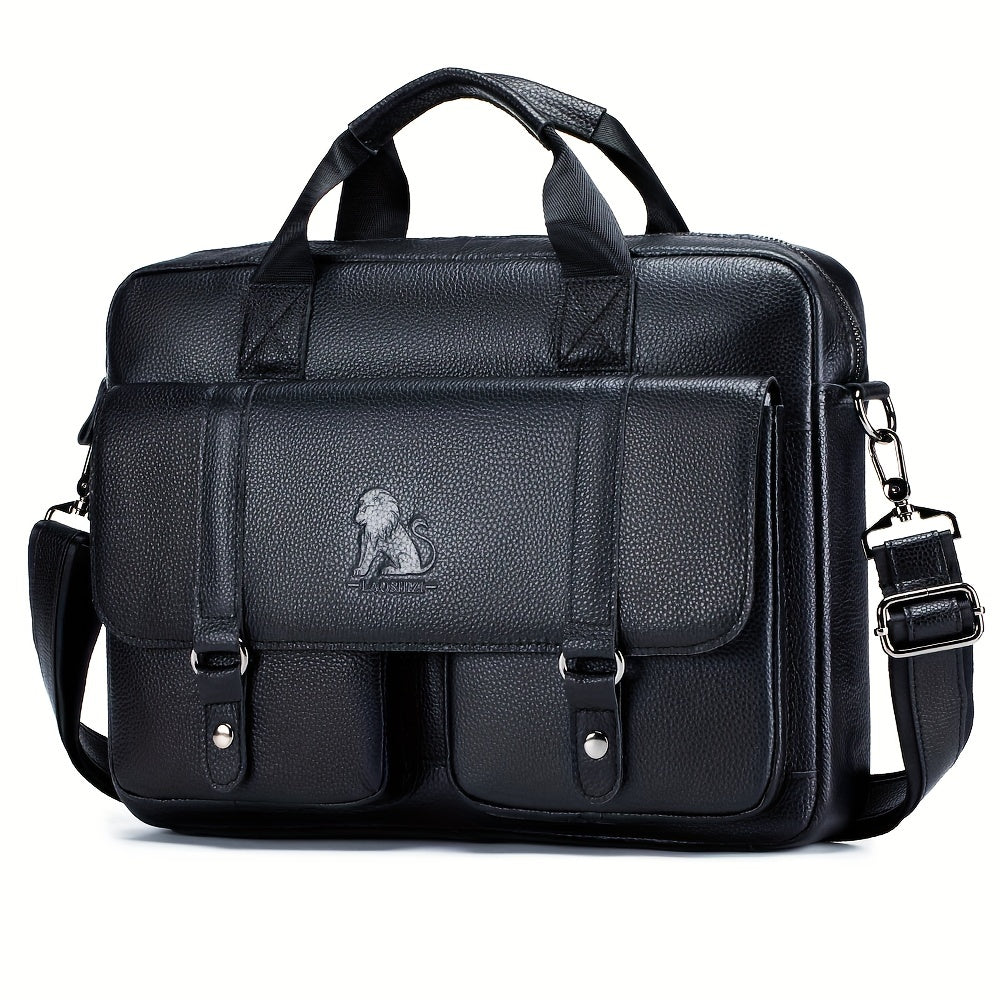 Cowhide Men's Computer Bag Business Casual Large Capacity Handbag