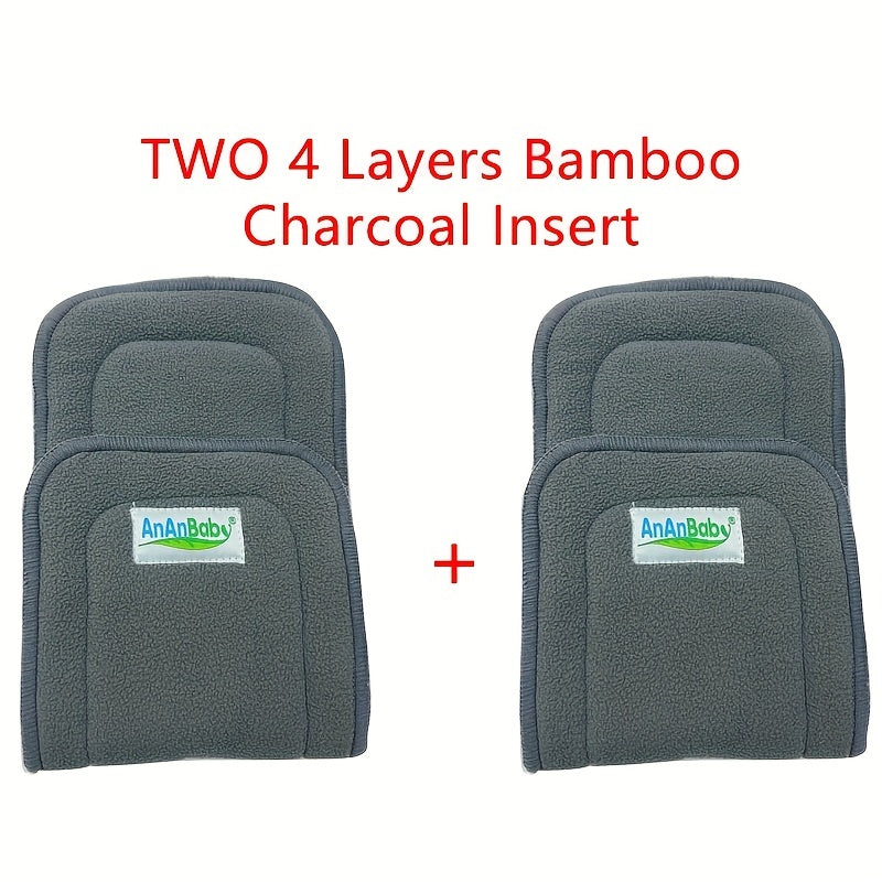 2pcs 3 Layers Microfiber Diaper Insert 4 Layers Bamboo Charcoal Insert