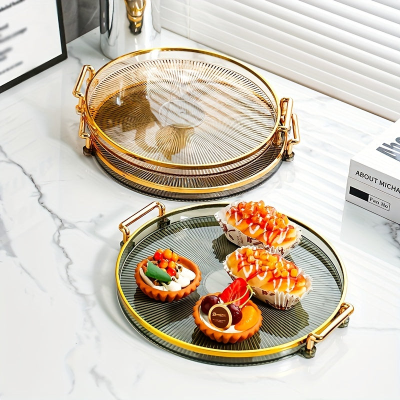 Creative Round Tray Modern Tea Tray Dessert Tray Decorative Plastic Tray