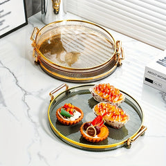 Creative Round Tray Modern Tea Tray Dessert Tray Decorative Plastic Tray