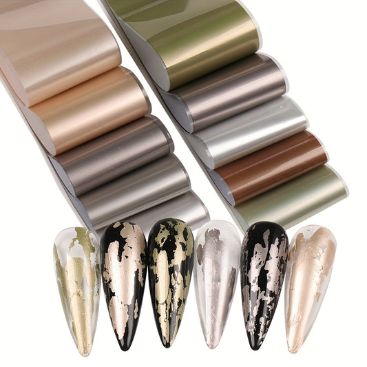 10 pcs Metallic Nail Foils Matte Metal Nail Stickers for Manicure Decoration