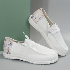 Women's Flat Canvas Lace Up Loafers Sneakers