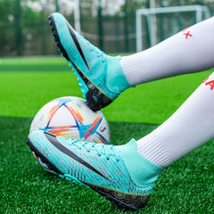 Boys' High Top Turf Football Boots Anti-skid Lace Up TF Soccer Cleats