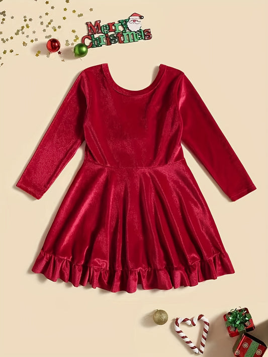 Velvet Christmas Dress For Toddler Kid Girls Party Wear