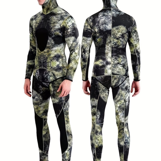 Men's Neoprene 3mm Hoodie Wetsuit Camo Mid Stretch Full Suit