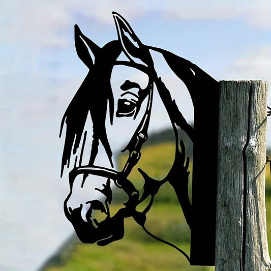 Peeping Horse Outdoor Wall Decor Metal Animal Silhouette Yard Ornament