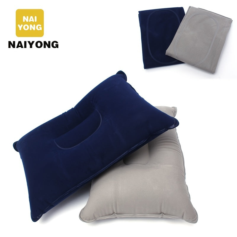 NAIYONG Inflatable Camping Pillow Thickened Flocked Square Sleeping Bag Pillow