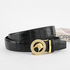 Men's Eagle Head Auto Buckle Belt Cowhide Crocodile Pattern