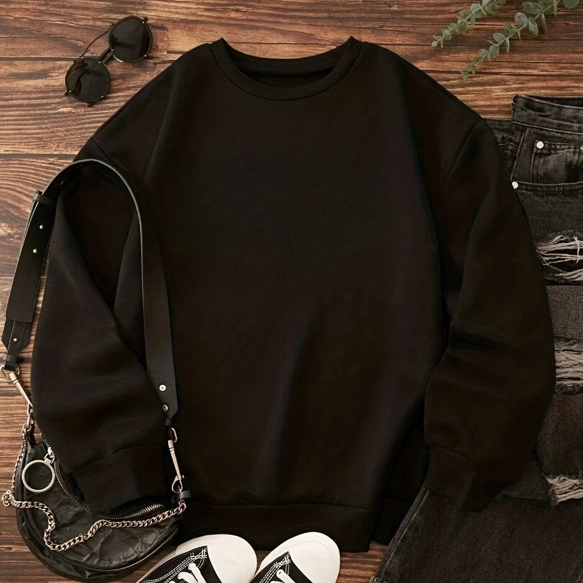 Youth Girls' Crew Neck Sweatshirt for Autumn and Spring