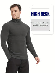 Men's Turtleneck Fleece Tops Thermal Compression for Winter