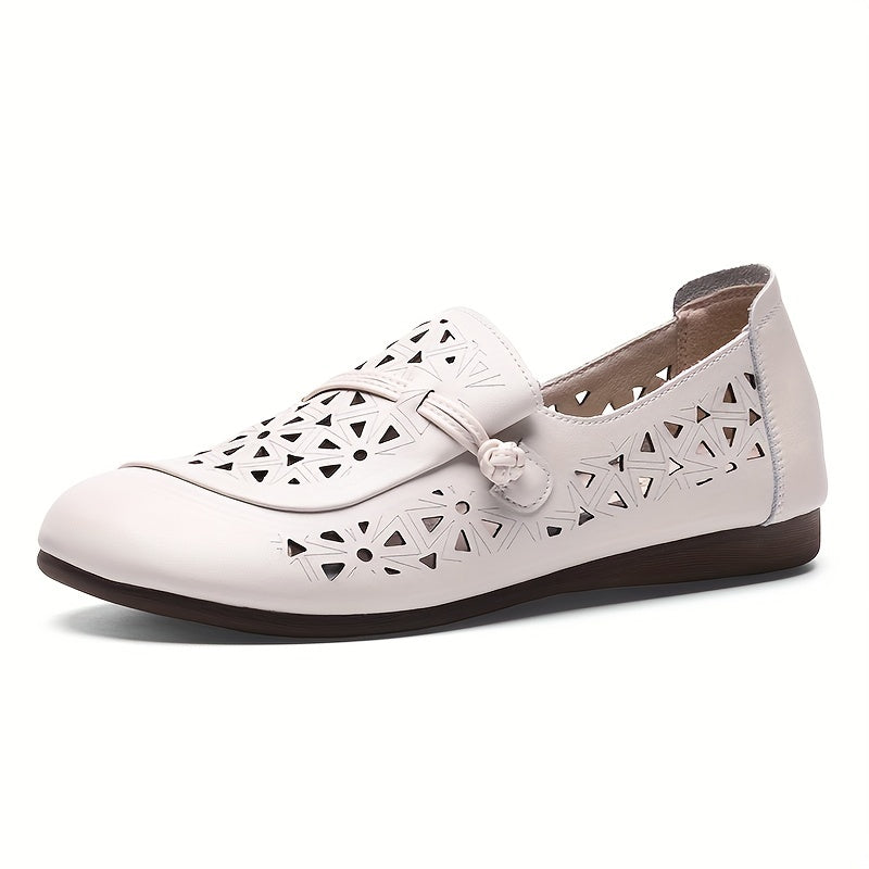 Women's Retro Hollow Out Flat Sandals Soft Sole Slip On Shoes