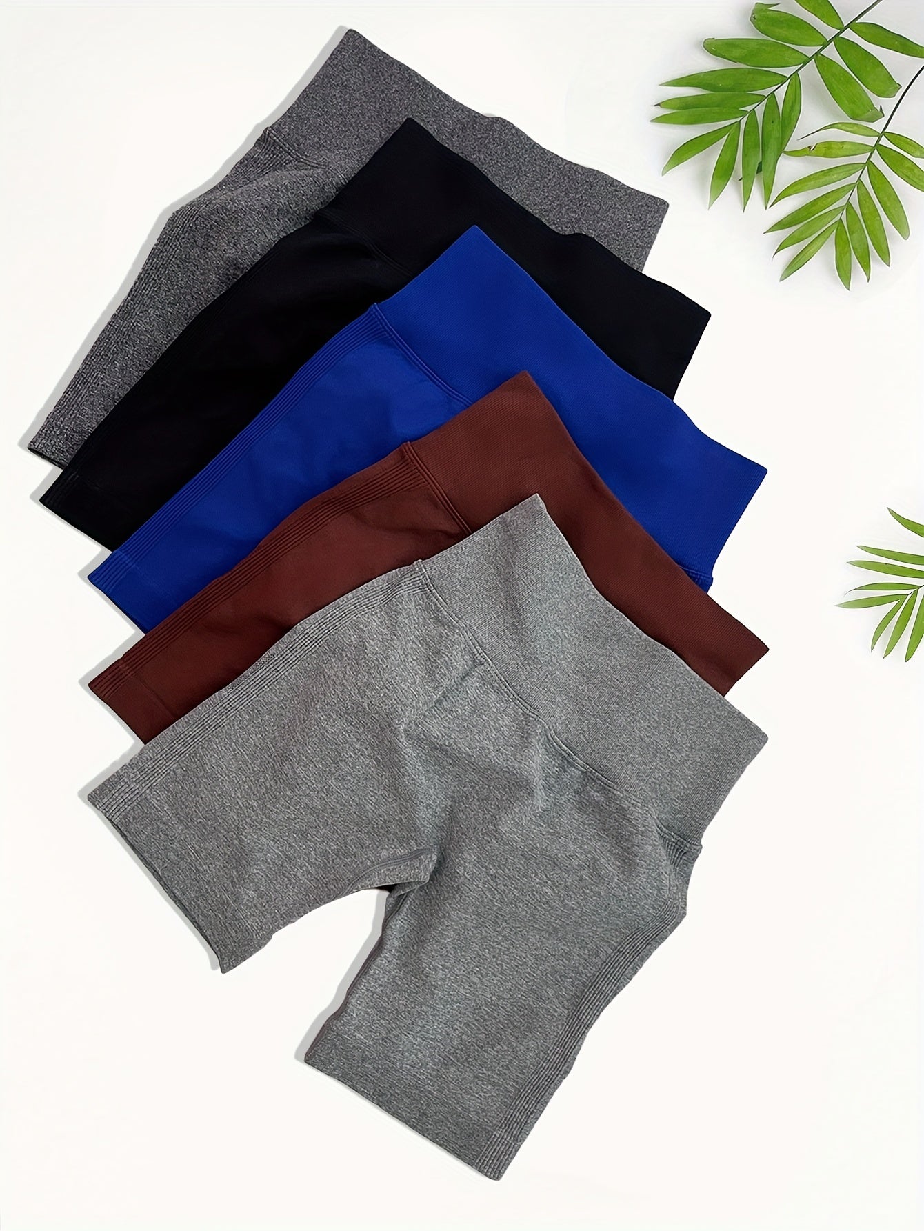 5pcs High Waisted Yoga Shorts for Women Solid Sports Activewear