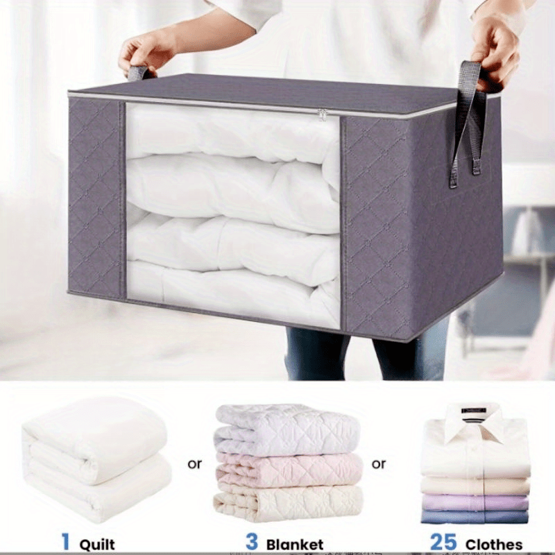 Large Capacity Storage Box Fabric Foldable Storage Box Sturdy Zipper Reinforced