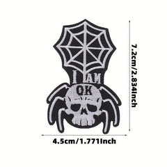 6pcs Halloween Punk Style Skull Cloth Stickers Embroidered Cloth Stickers
