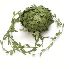 20 Yards Olive Green Leaves Leaf Trim Ribbon for DIY Craft Party Wedding Decor