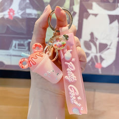 Candy Ice Cream Cup Keychain Cartoon Keyring Car Pendant