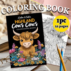 Highland Cow Coloring Book Thickened Paper 22 Pages