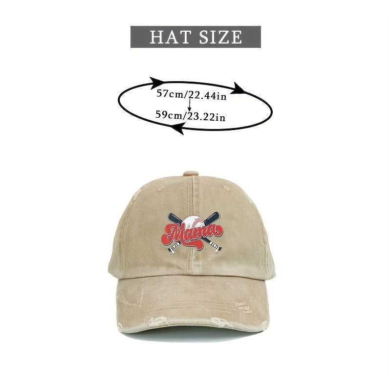MAMA Ponytail Ripped Baseball Cap Washed Distressed Dad Hat