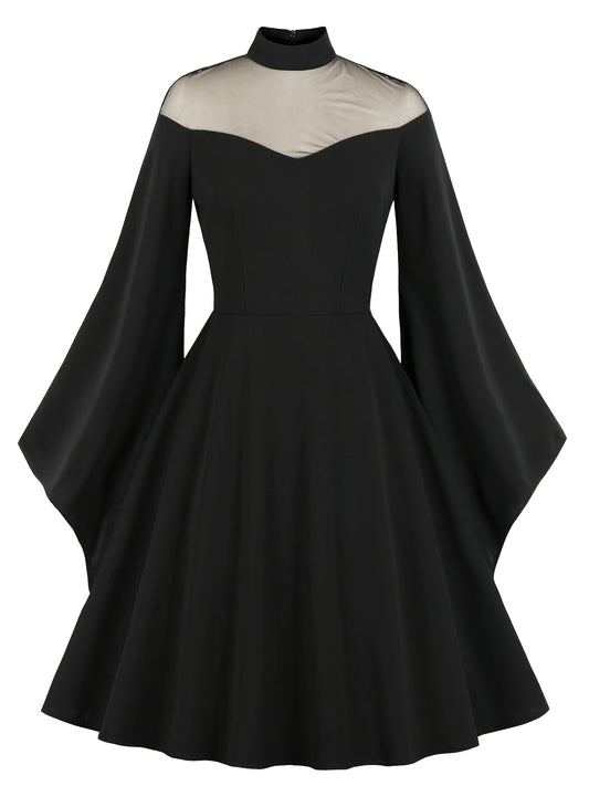  Gothic Dress Mesh Bell Sleeve Swing Party Dress