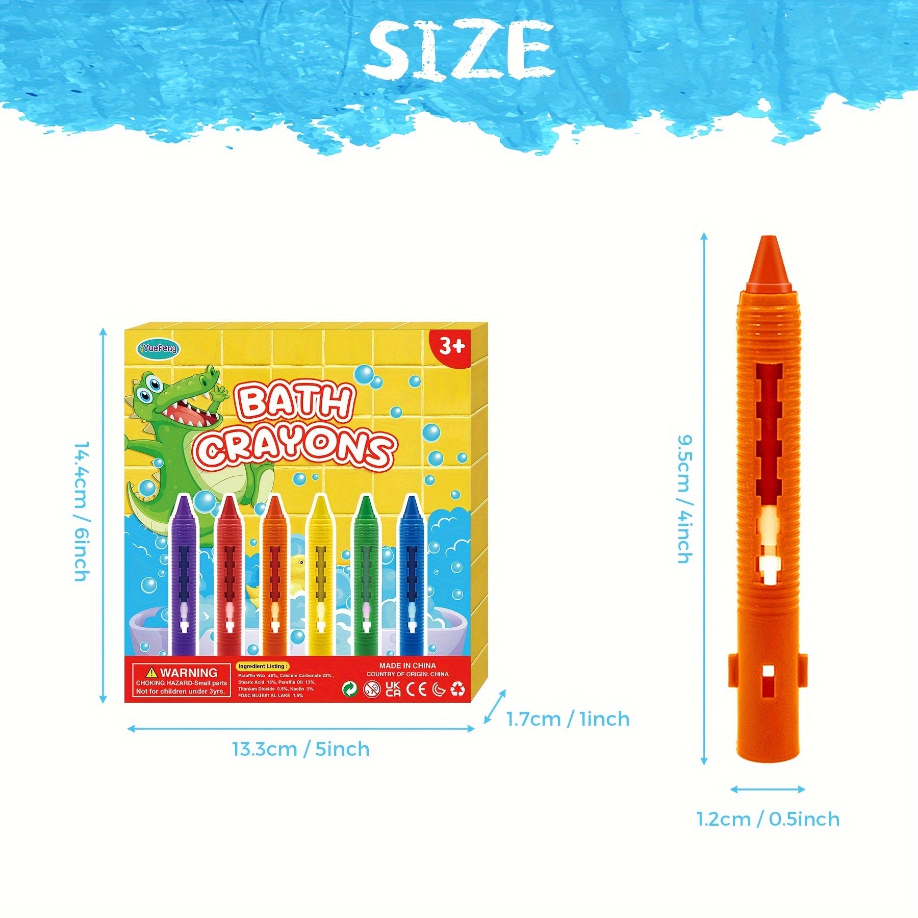 Washable Bathtub Crayons Set, Colorful Bath Markers, Shower Crayons