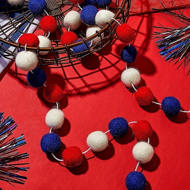 Wool Felt Ball Wreath Colored Pompon Wreath 20 Ball Wreath red 1PC