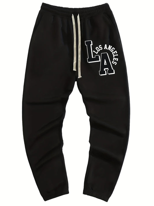 Men's Letter Print Joggers Casual Loose Fit High Stretch Waist Pants