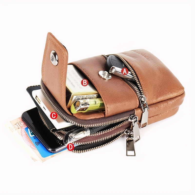 Men's Travel Shoulder Bag Crossbody Purse Leather Waist Pouch