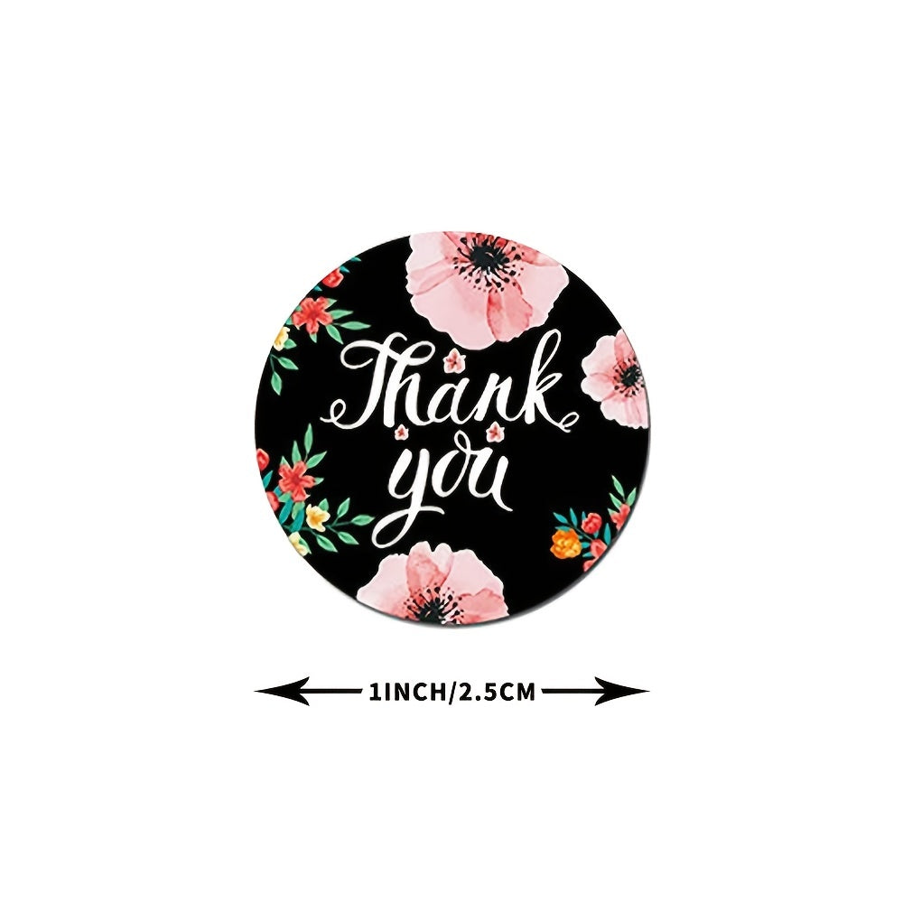 500 Thank You Stickers Floral Design Self Adhesive Labels For Gift Wraps