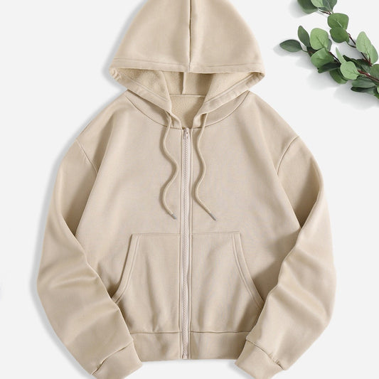 Women's Zipper Hooded Fall Loose Hoodie