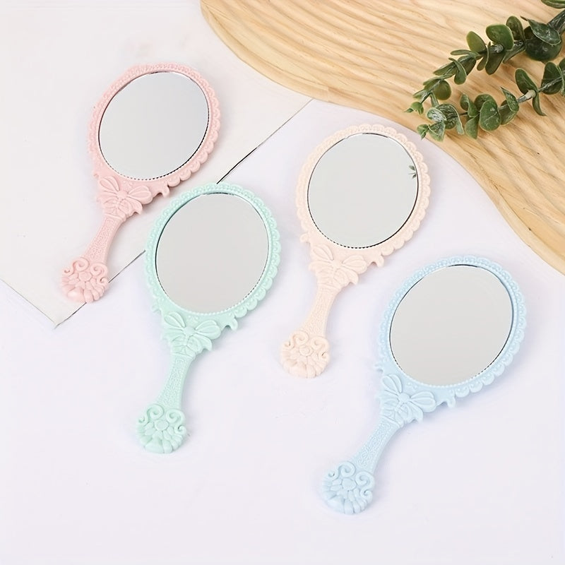 Vintage Handheld Mirror with Handle - Makeup Travel Vanity - Girls Women