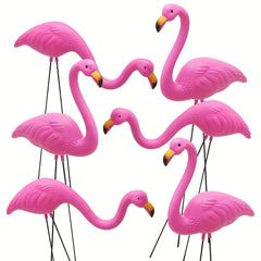 Small Pink Flamingo Yard Ornament Stakes Mini Lawn Plastic Flamingo Statue
