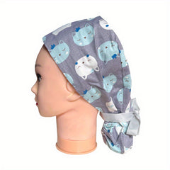 Cartoon Print Cotton Work Cap Elastic Nurse Hat