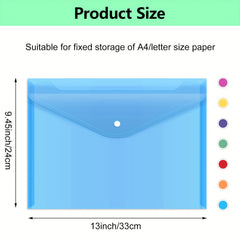 50pcs 8 Colors A4 Plastic Envelopes Set for Document Organization