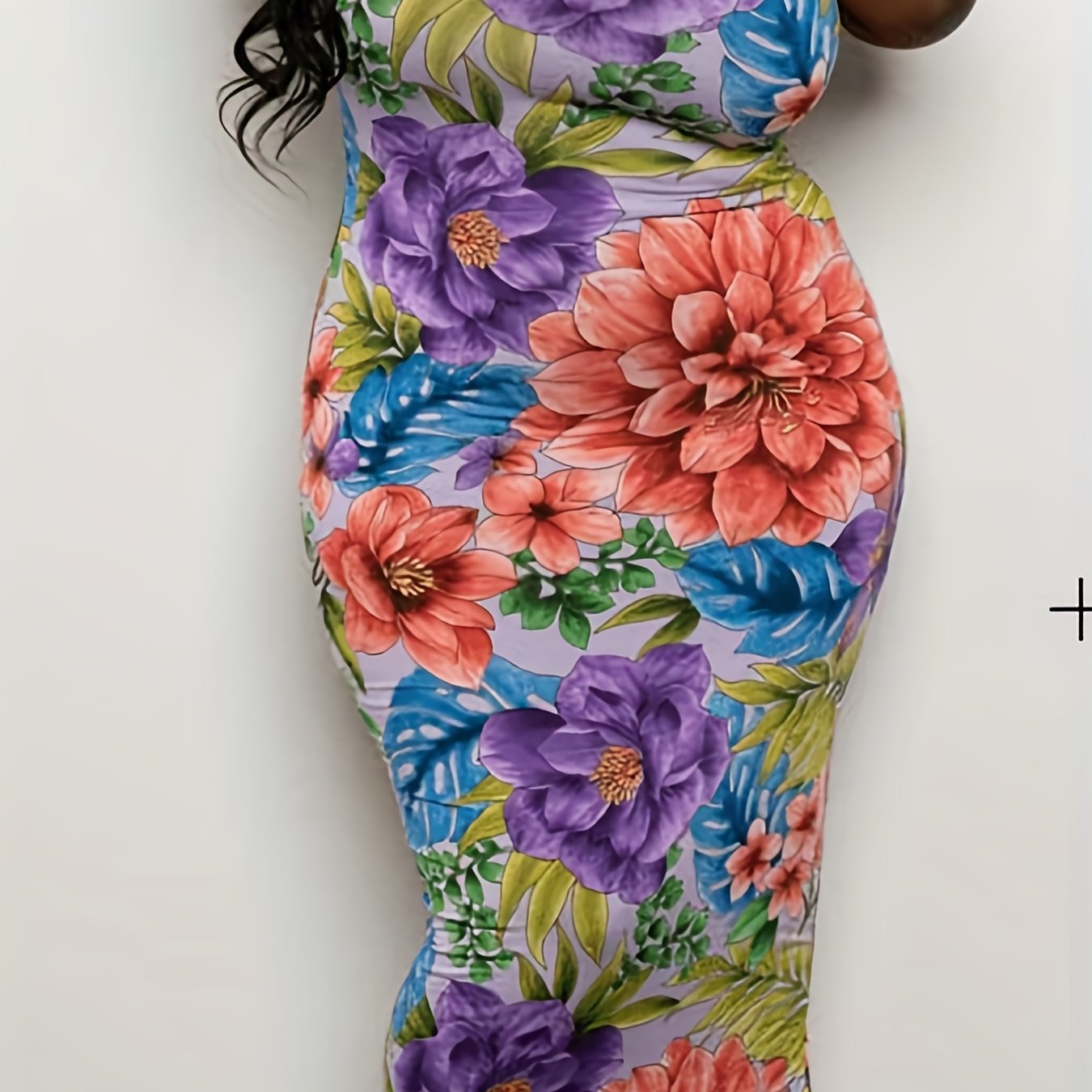  Floral Print Strapless Tube Dress Slim Fit