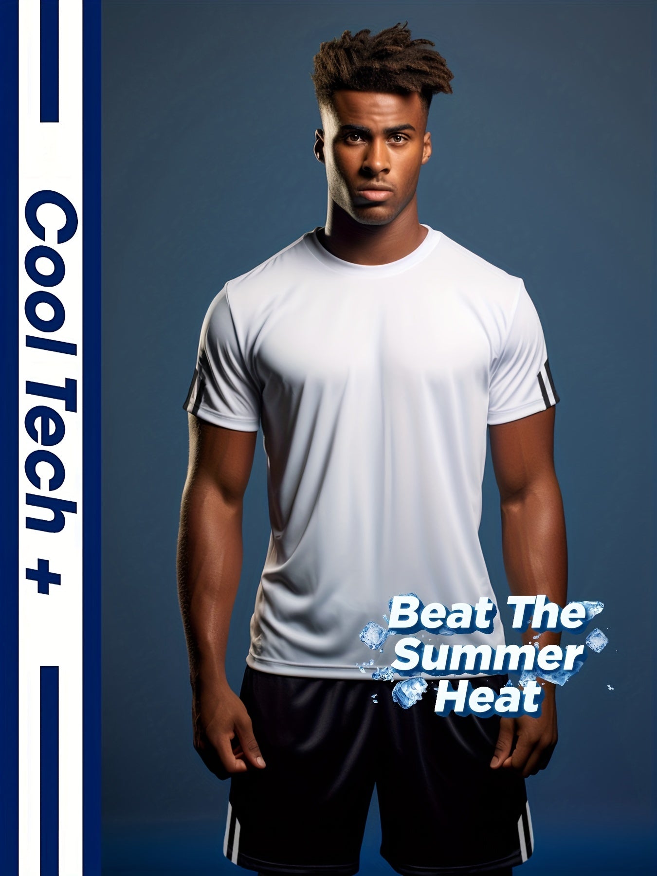 Men's Breathable Striped Top & Casual Stretch Shorts Set for Sports