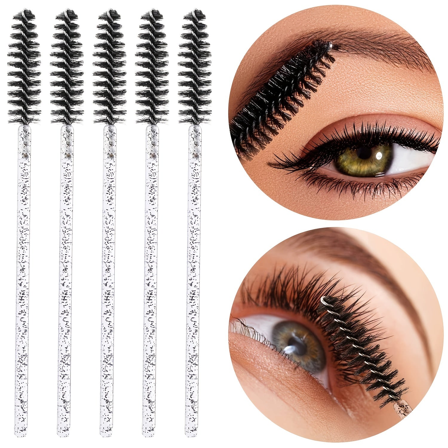 40-Pack Colorful Crystal Mascara Wands Eyelash Brush Spoolies