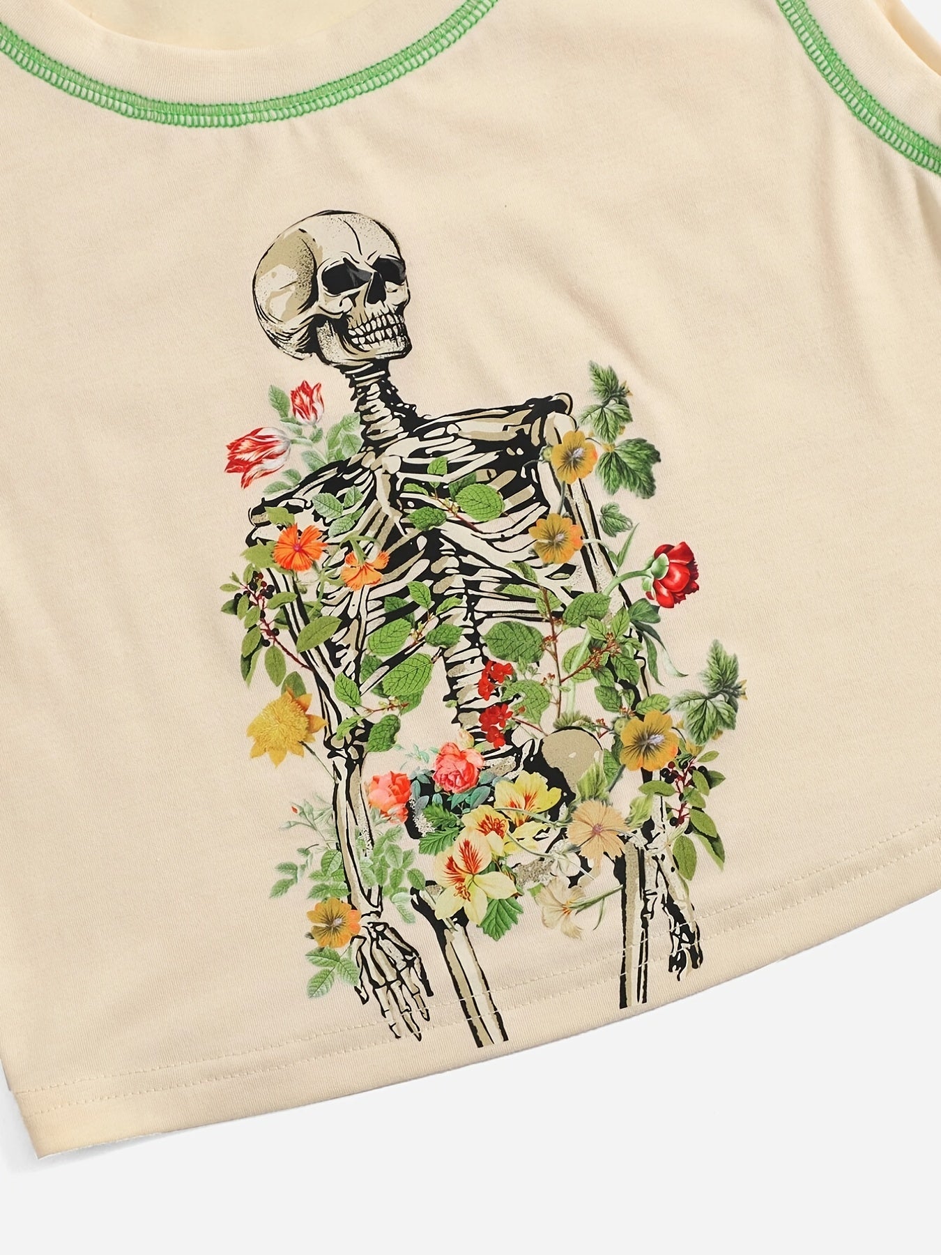 Skull Print Crop Tank Top Y2K Sleeveless Summer Women's Clothing
