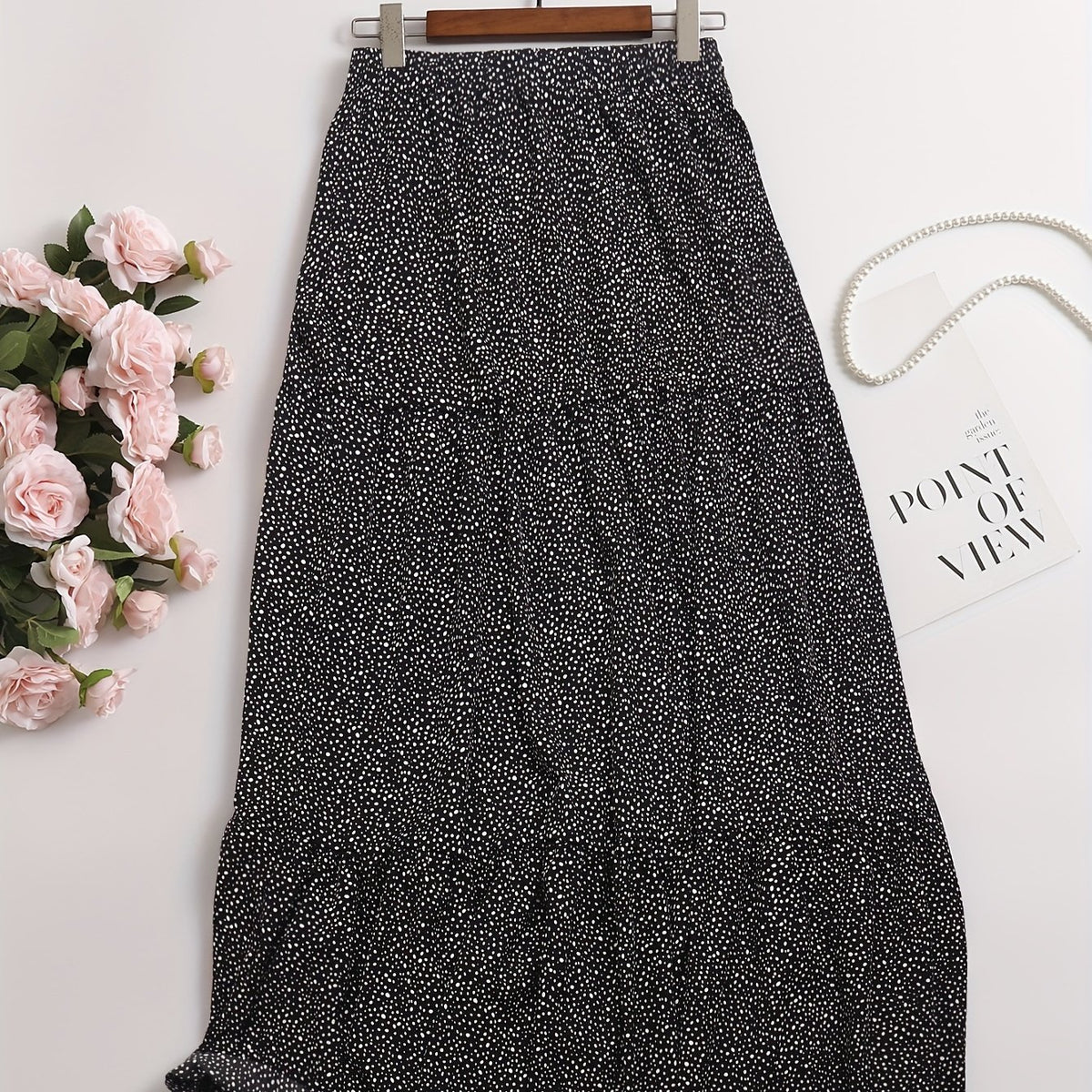  Paisley Print High Rise A-line Maxi Skirt