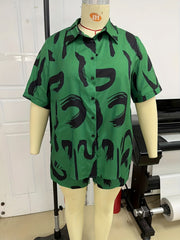  Word Print Button Top & Shorts Set