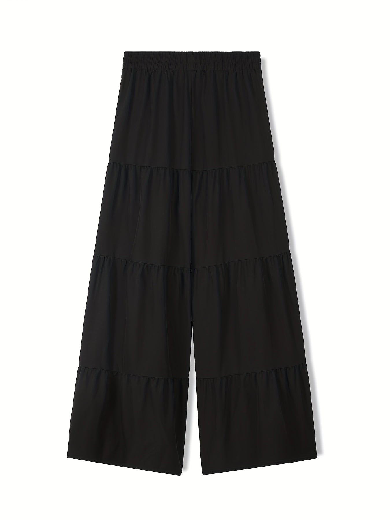 Women's Plus Solid Elastic High Rise Wide Leg Trousers