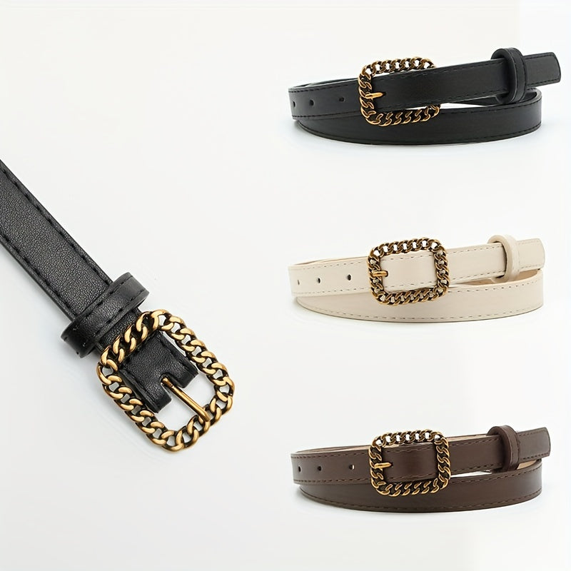 Vintage Hollow Out Buckle PU Waist Belt for Women